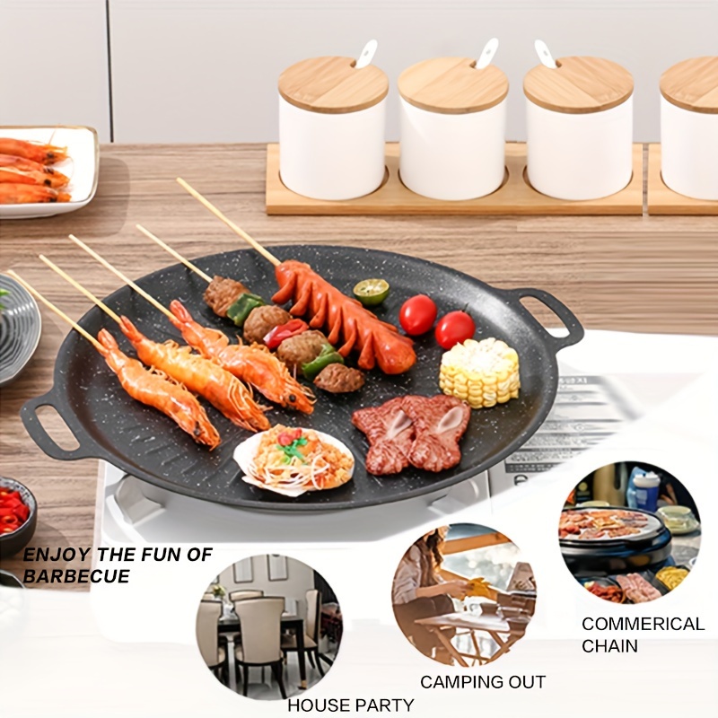 korean bbq grill pan cast iron non stick   design suitable for indoor and outdoor use details 2