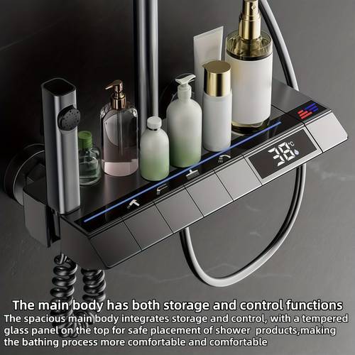 led shower system with piano keys 4 outlet bathing experience ideal for home bathrooms bathroom decor adjustable temperature bathroom renovation