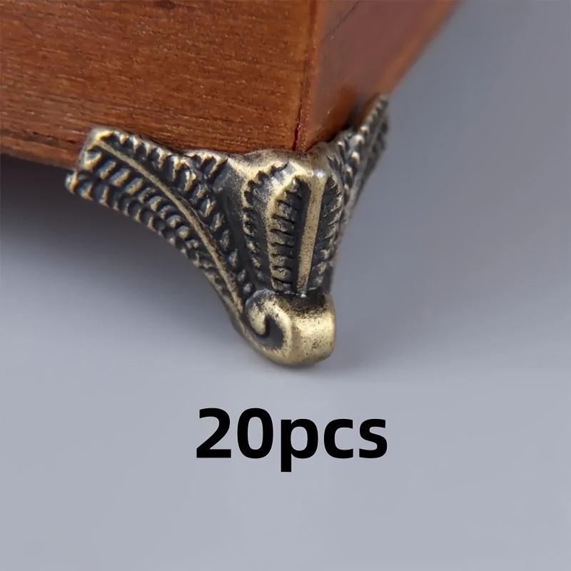 TEMU 20 Antique Bronze Corner Protectors With Leaf Pattern - Alloy Decorative Feet For Furniture, Jewelry Boxes, And Wooden Crates, 0.39 Inches High,
