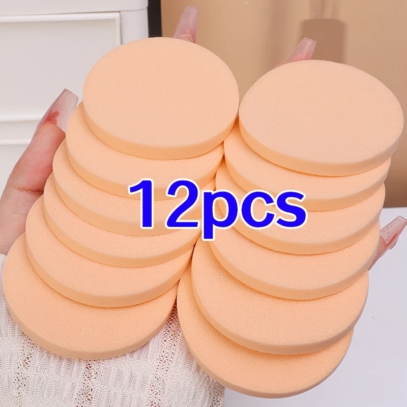 12pcs Round Sponge Puff, Powder For Facial Foundation, Sponge For Foundation Make-up