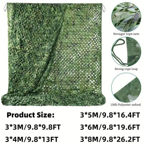 high quality double layer camouflage net with reinforced edge banding fixed tie ropes and nylon mesh frame on the back suitable for hunting camping awning covering sunshade and theme party decoration