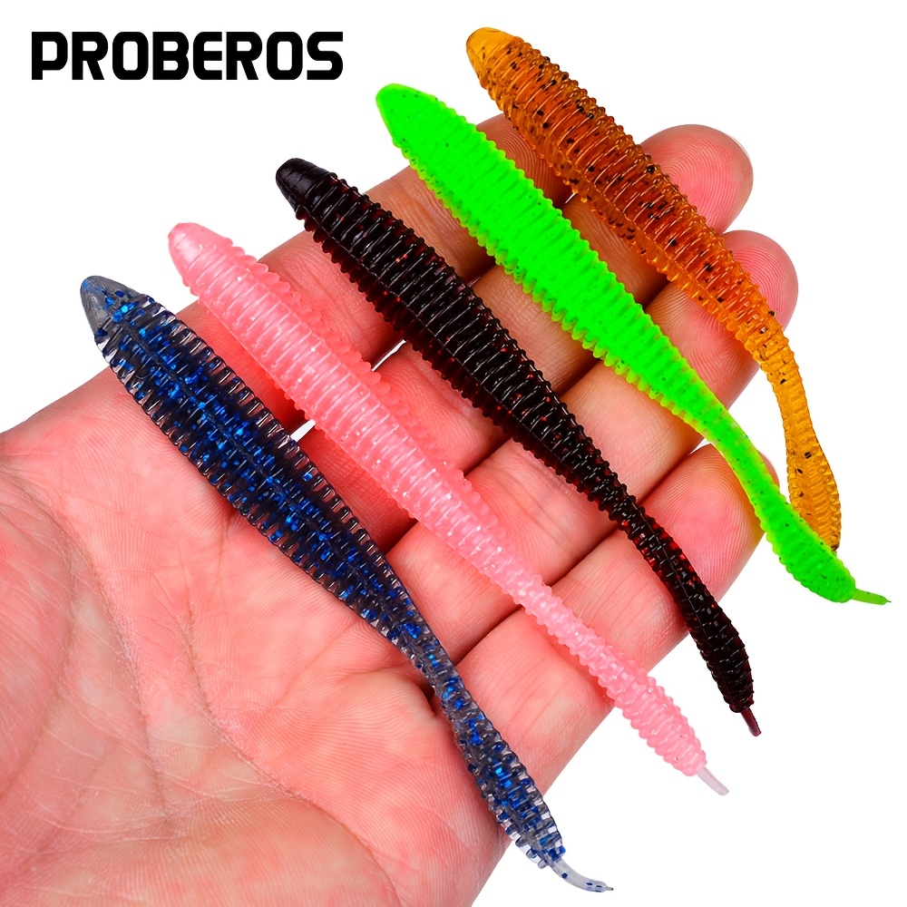 

10pcs Proberos Soft Fishing Lures, Abs Material, Simulation Worm, 10cm 3g, Artificial Lifelike Bass Lures With Smell, Pouch-,, For Freshwater And Saltwater Fishing