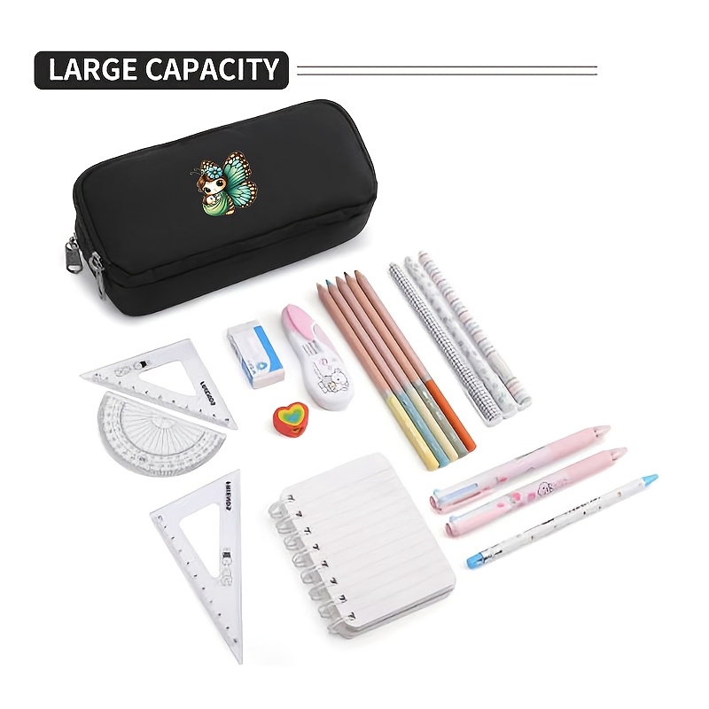 Cartoon-Printed Double-Layer Pencil Case with Elf Baby Design