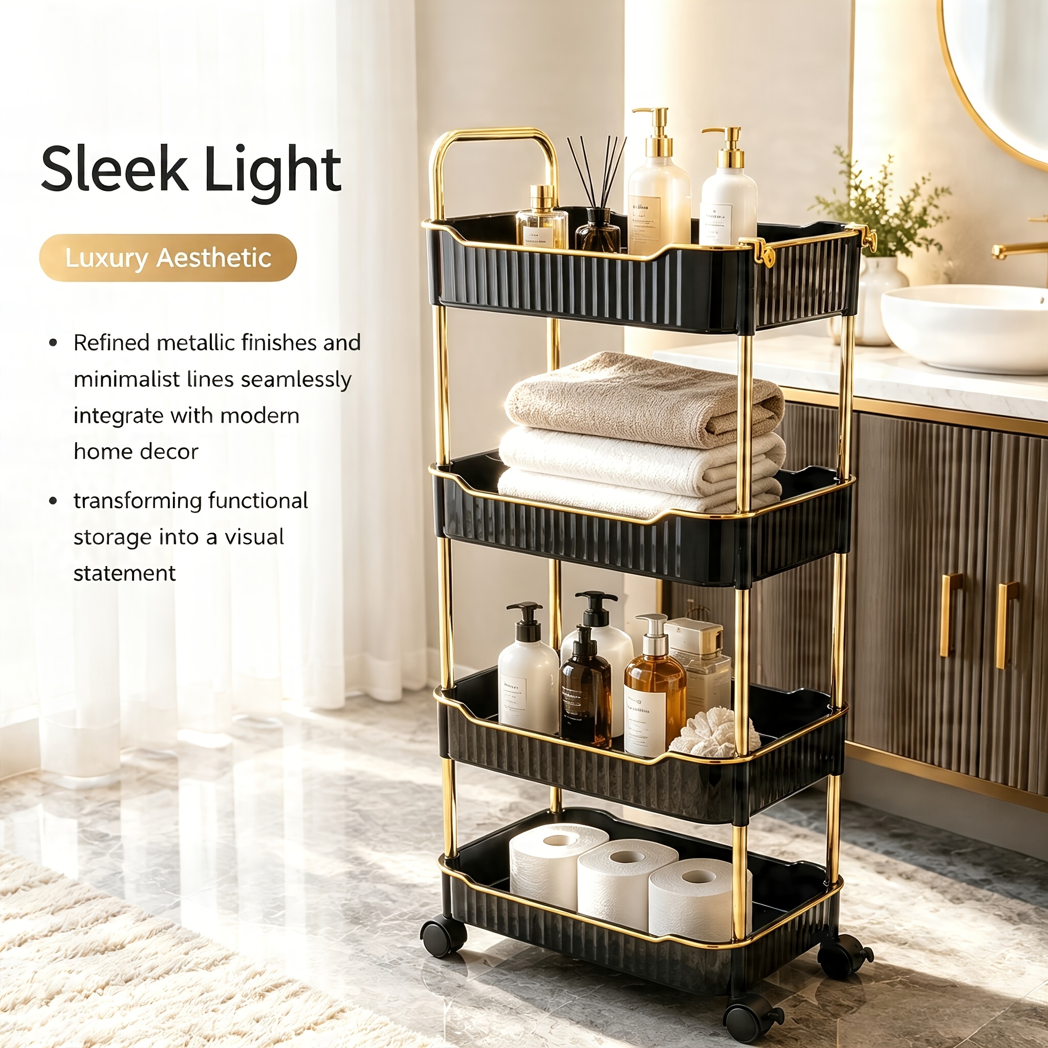 TEMU 1pc Detachable Drawer Rolling Utility Cart With Storage Box, Three-tier/four-tier Organizer For Bathroom, Kitchen, Makeup, Office, Warehouse -