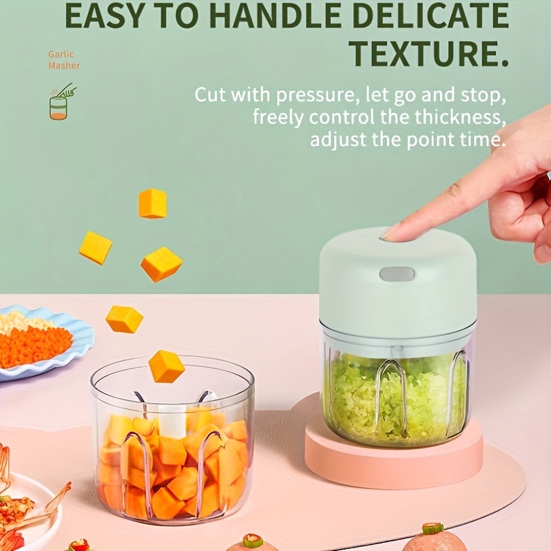 portable 250ml garlic grinder wireless food processor for ginger onion chili fruit meat vegetable 304 food grade stainless steel blade   36v usb charging 800rpm 30w Product details 4