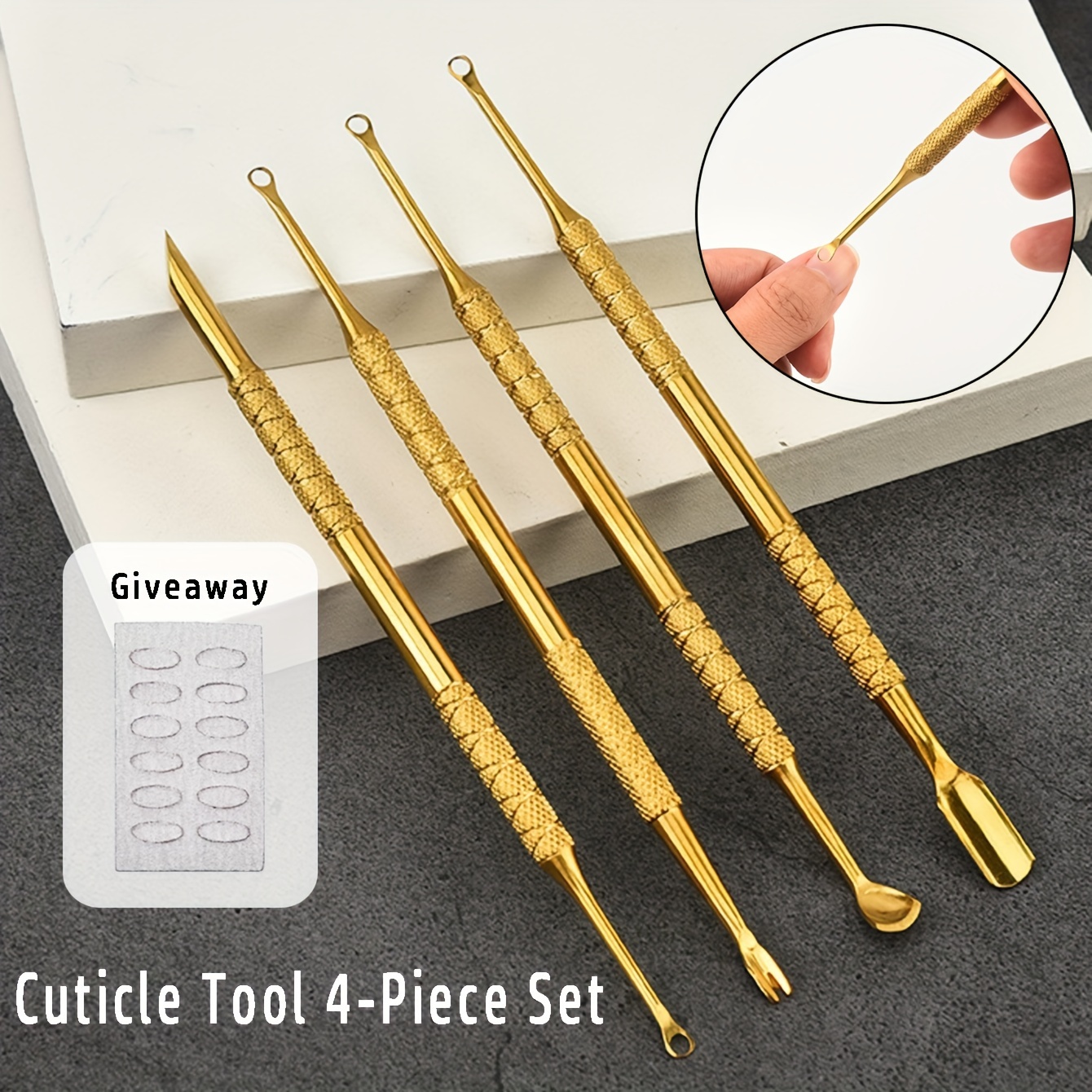 4-piece Dual-headed Manicure Cuticle Pusher And Nail Cleaner Set – , Unscented, Stainless Steel Nail Care Tools For Salon-quality And Pedicures