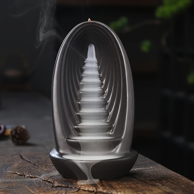 

Elegant Ceramic Waterfall Incense Burner: A Decorative Home Accent For Your Tabletop