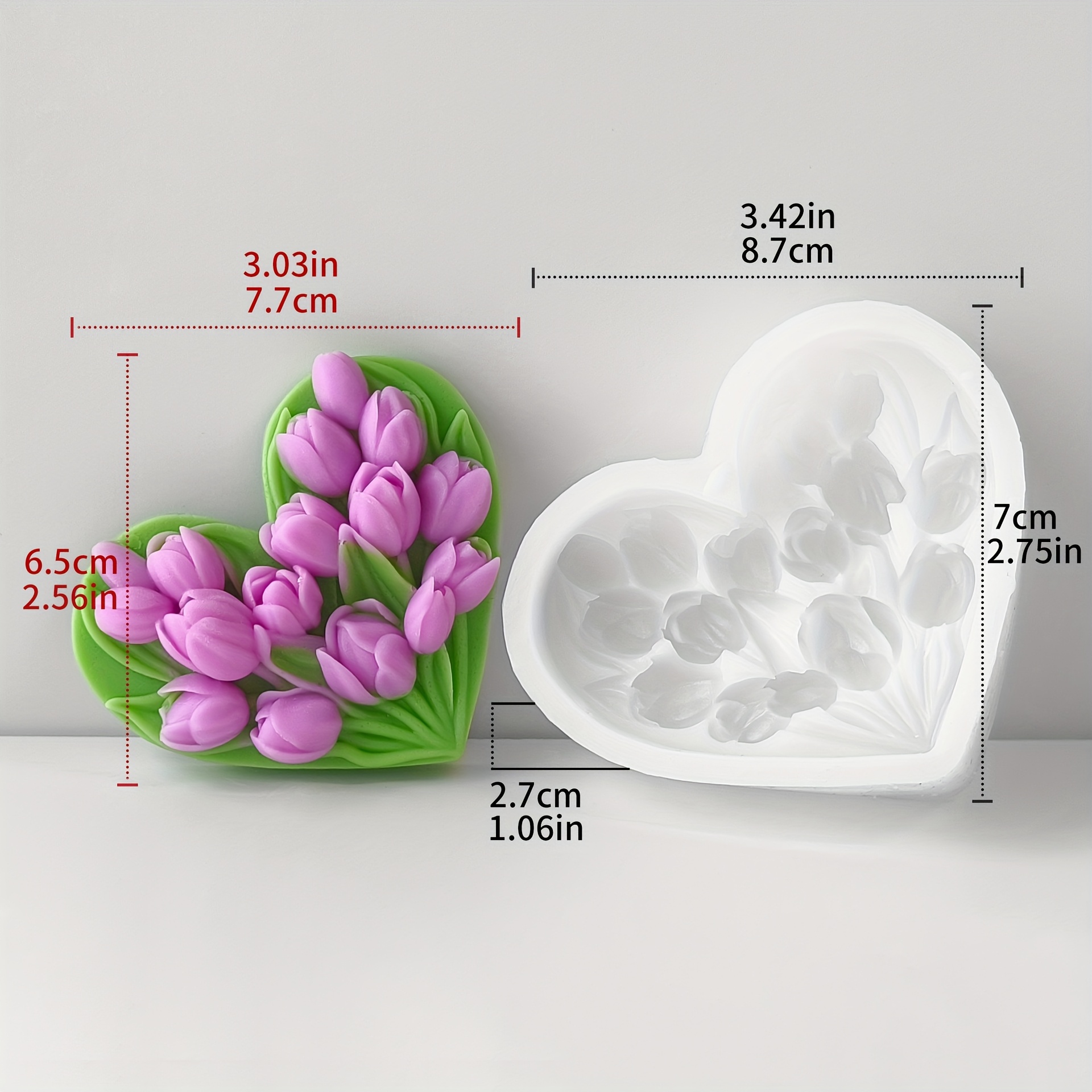 1pc Tulip Bouquet Candle Silicone Mold, Soap Resin Mold, For Car Air Freshener Making