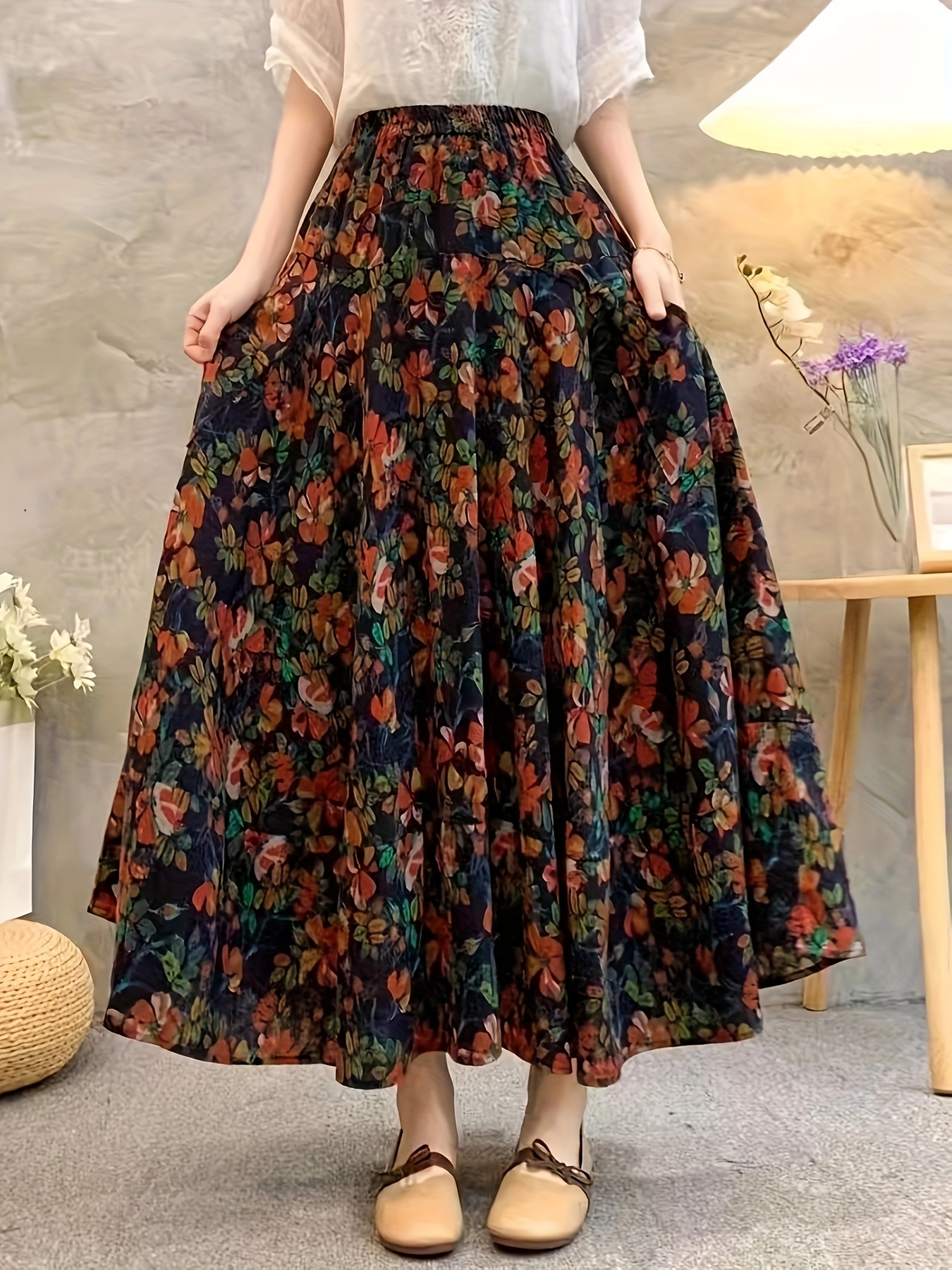 【NONCODE】Boreum Long Flower Skirt floral skirt sold on Temu United States