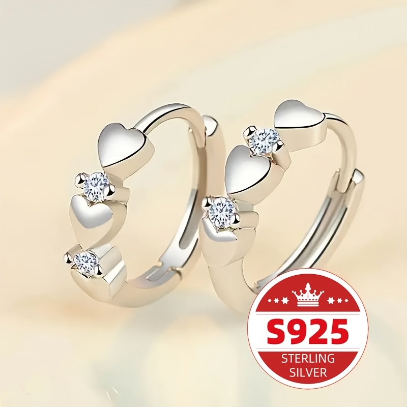 

Heart Earrings - 925 Pure Silvery Low Allergy Women's Jewelry - Zirconia Decoration, Daily Dating, And Friendly To