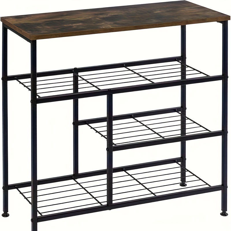 Image of 1pc Shoe Rack With , Shoe Storage For Hallway Entrance Area, Shoe Rack Made Of Metal Mdf, Cabinet, Shoe Organiser Black
