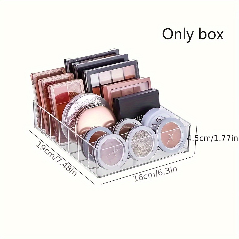 TEMU 1pc Clear Acrylic Makeup Organizer - Cosmetic Storage Box For Eyeshadow, Blush, Powder & Lipstick - Bathroom Vanity Drawer Organization