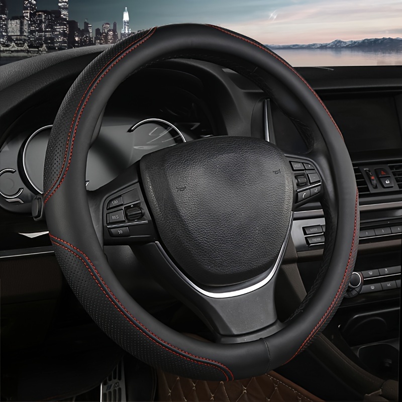 

Soft Pu Leather Steering Wheel Cover With Inner Circle, Comfortable Non-slip And Breathable Universal Fit For 14.96 Inch Car Steering Wheels