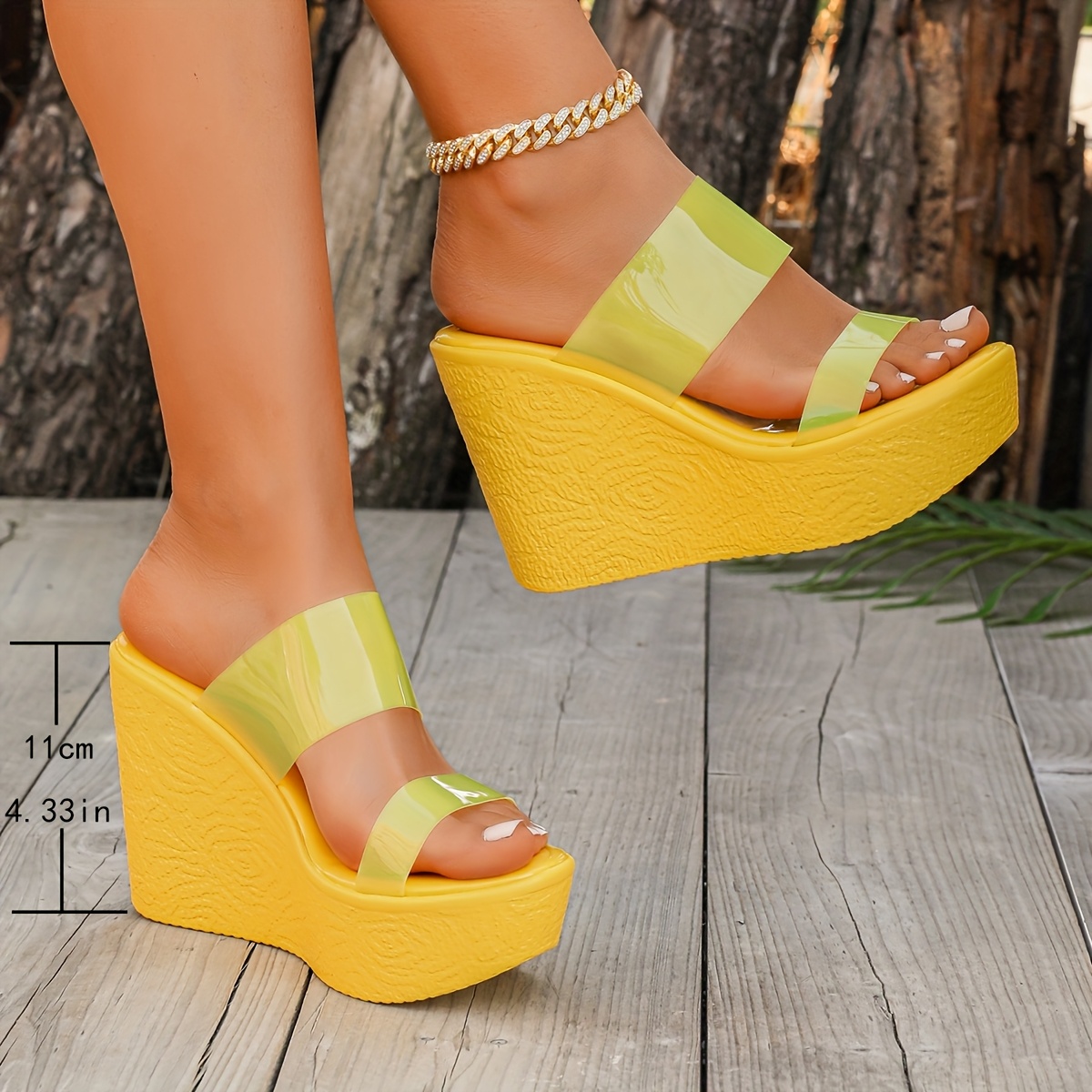 womens yellow thick platform wedge open toe sandals - Temu South