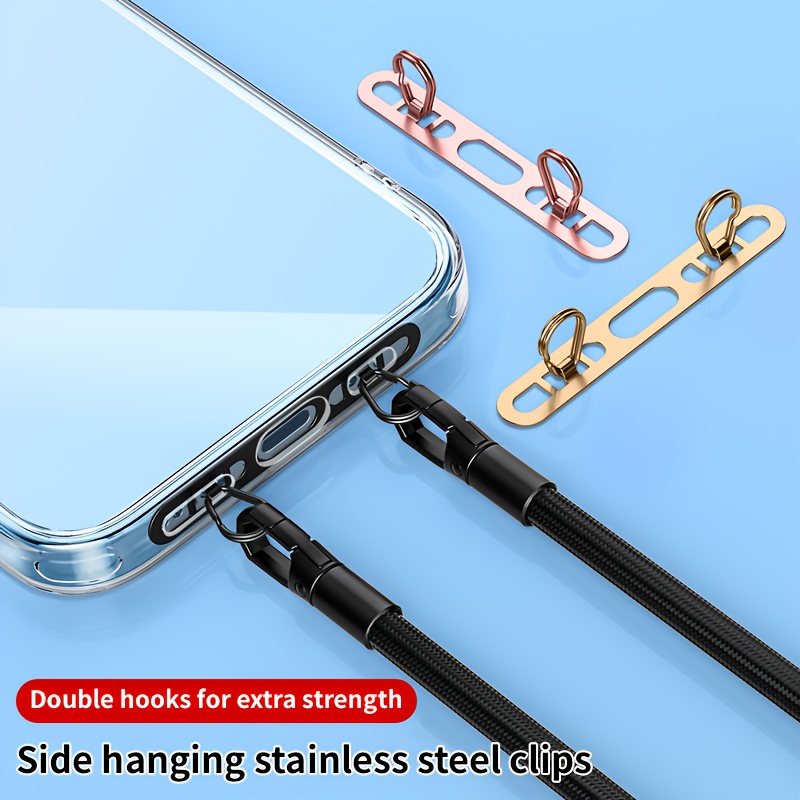 

Cell Phone Lanyard Side Hanging Stainless Steel Clip Piece Double Spacer Metal Ultra-thin Models Back Patch Anti-loss Sturdy Connection Piece