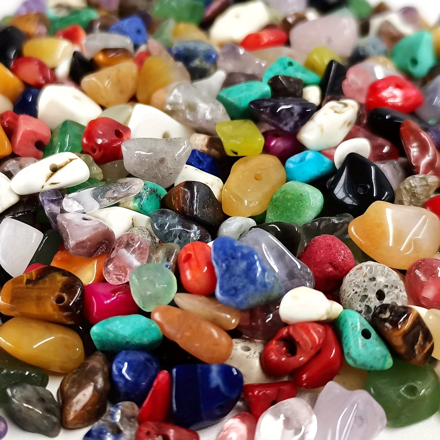 

500pcs 5-8mm Natural Chip Stone Beads Multicolor Irregular Crystal Loose Rocks Beads Hole Drilled For Diy Bracelet Necklace Earrings Jewelry Making Craft Supplies