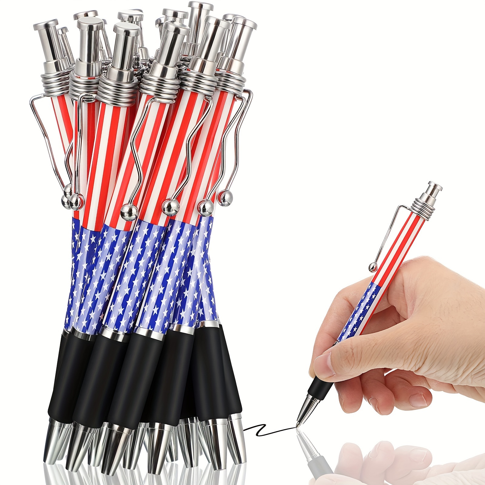 

10pcs Patriotic Ballpoint , 1.0mm , Retractable For , Office & School Supplies