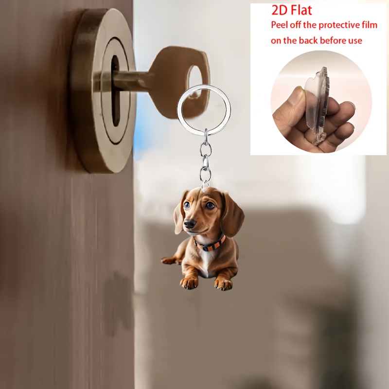 Charming Dachshund Theme Acrylic Keychain, Waterproof Bag Accessory