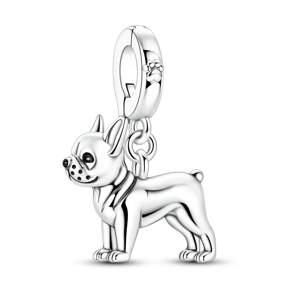 TEMU 1pc Silver Color Beads For Women Bulldog Universal Buckle Charmsfits Original Bracelet & Necklace Diy Making