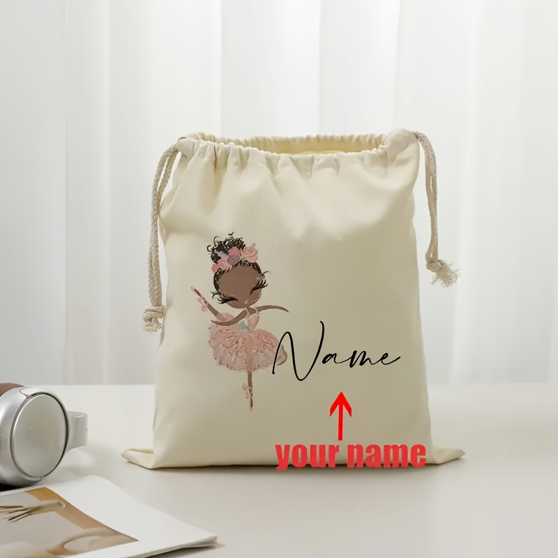 TEMU 1pc Custom Ballet Dancer Storage Bag - Personalized Gift For Ballerina, Drawstring Closure, Beige Ballet Storage Box, Suitable For Hair Dryer,