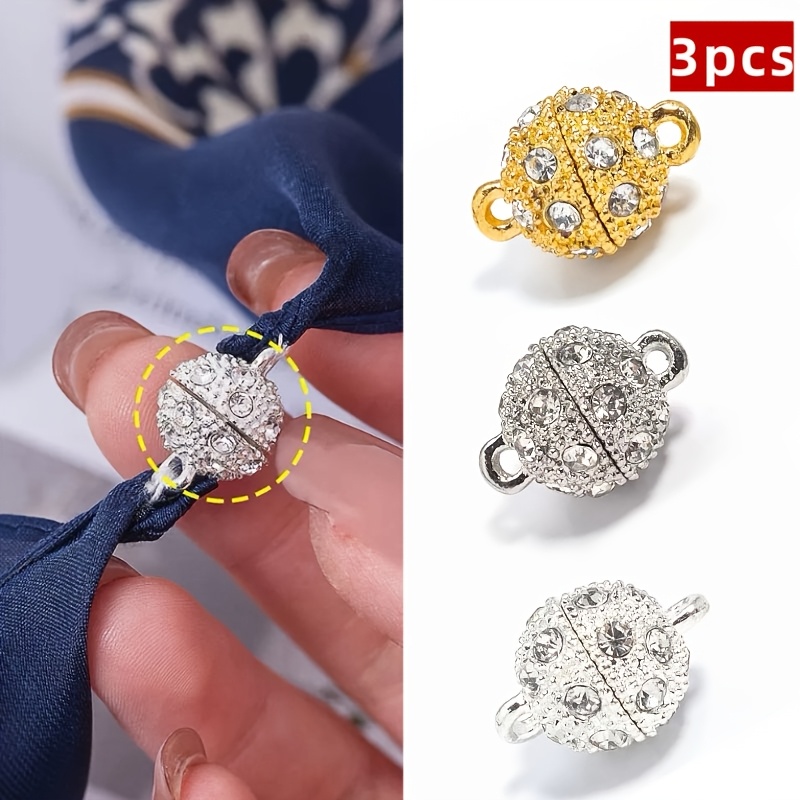 1/3pcs Magnetic Buttons | 0.55-inch Handcrafted No-sew Button Additions For Knotting Clothes And Scarves, Versatile Fixing Clips, Alloy Material, Mixed Colors