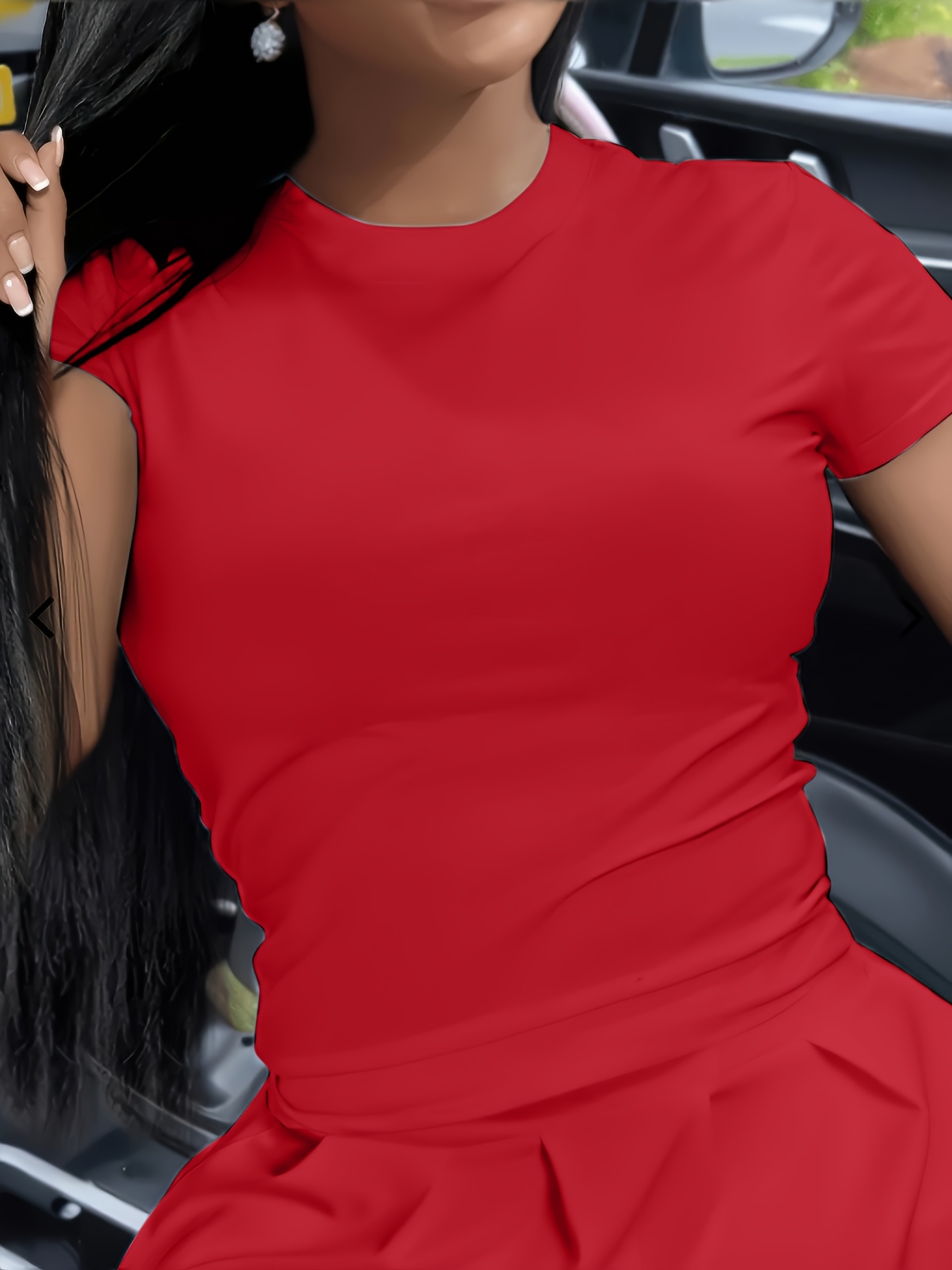 Solid Color Crew Neck T-Shirt, Casual Short Sleeve Top For Spring & Summer, Women's Clothing