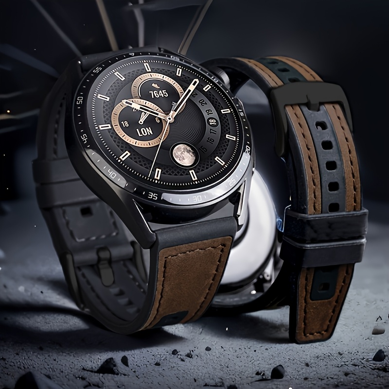 TEMU 22mm Synthetic Leather Strap - Compatible With Huawei Gt4/, Garmin Venu3/2, Suitable For Galaxy Watch3, Etc. - Durable Smart Watch Strap, Watch