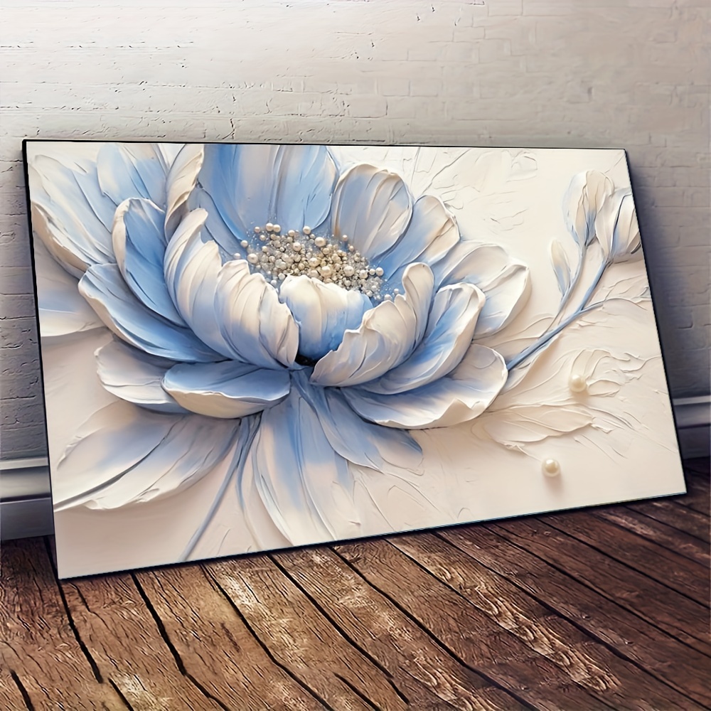 

Modern Abstract Floral Wall Art, Frameless White Peony Canvas Print, 31.49x47.24 Inch, Decorative Poster For Living Room And Bedroom, No Electricity Needed