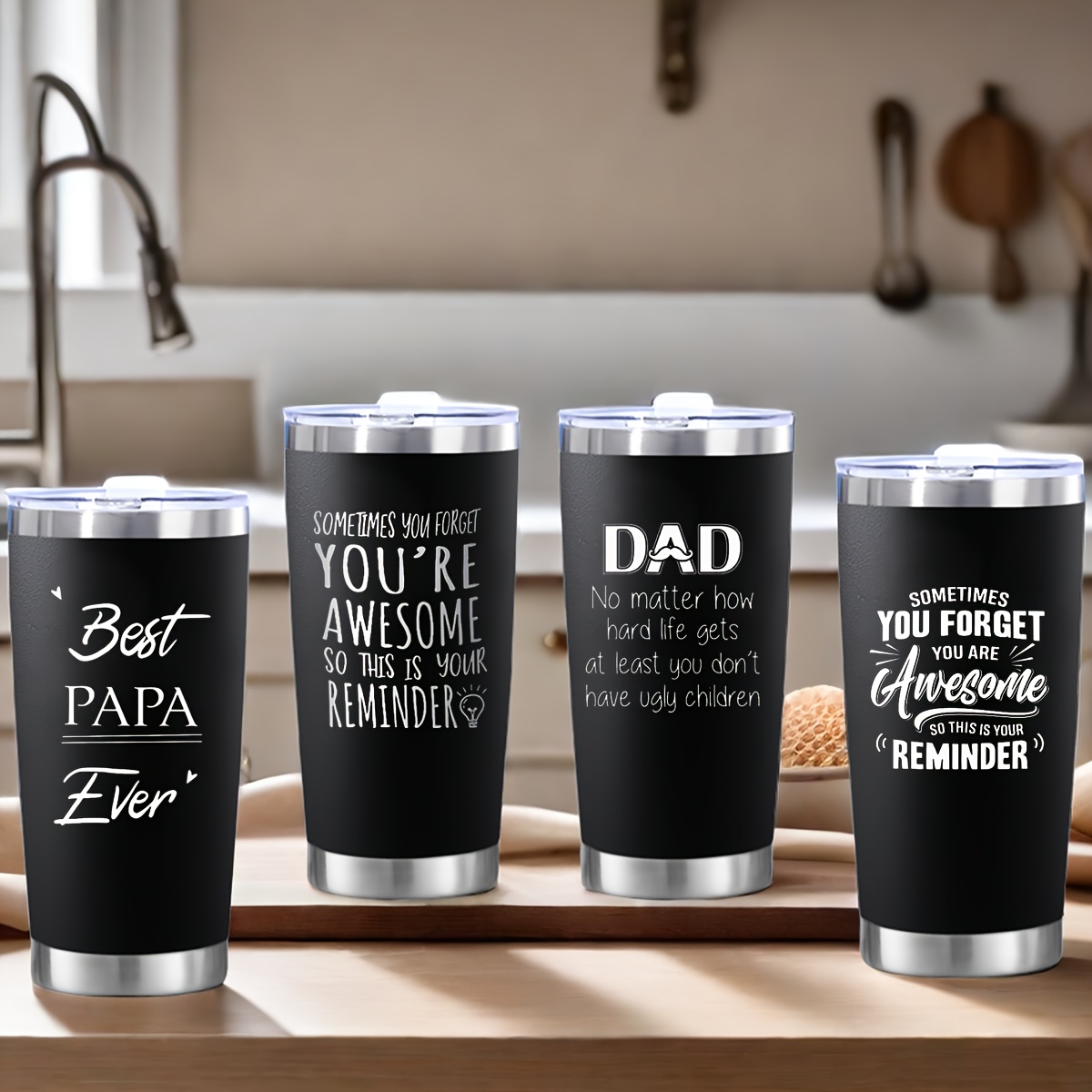 

1pc, Dad Tumbler With Lid, 20oz 304 Stainless Steel Water Bottle, Inspirational Quotes Insulated Water Cups, Summer Winter Drinkware, Outdoor Travel Accessories, Father's Day Gifts