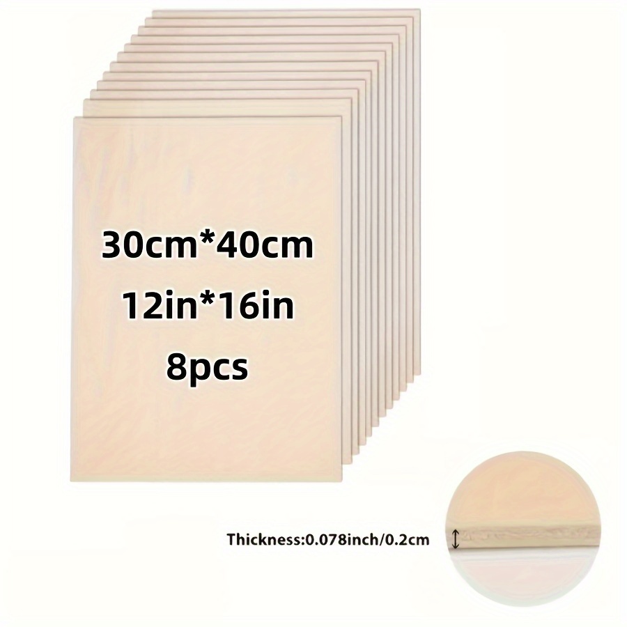 

8pcs-30*40cm Craft Wood Board-12x16in, 2mm Thick, - Square Wood Board, Very Suitable For Laser Cutting, Wood Burning, Architectural Models, Dyeing And Painting Graffiti Let Your Shine Decoration Board