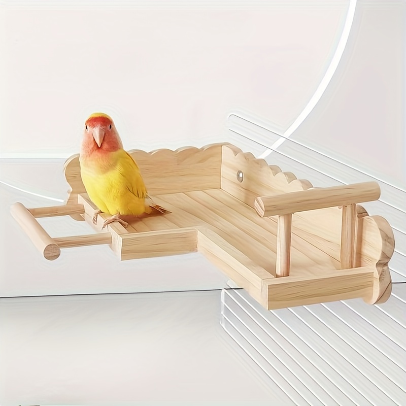 Wood Bird Cage Accessory with Perch Ladder & Climbing Steps