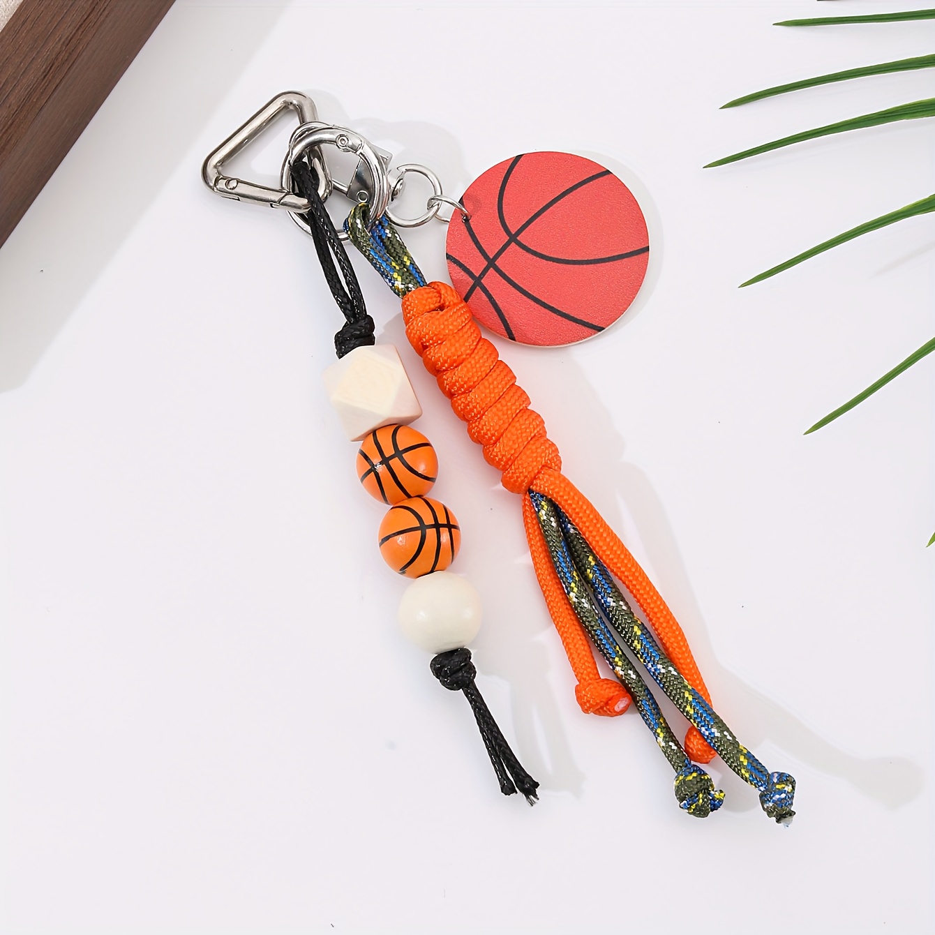 TEMU 1pc -tone Sports Lanyard With Football/basketball Printed Beads, Team Sport Theme Colors, Braided , Anti-lost & Wear-resistant, For Wrists,
