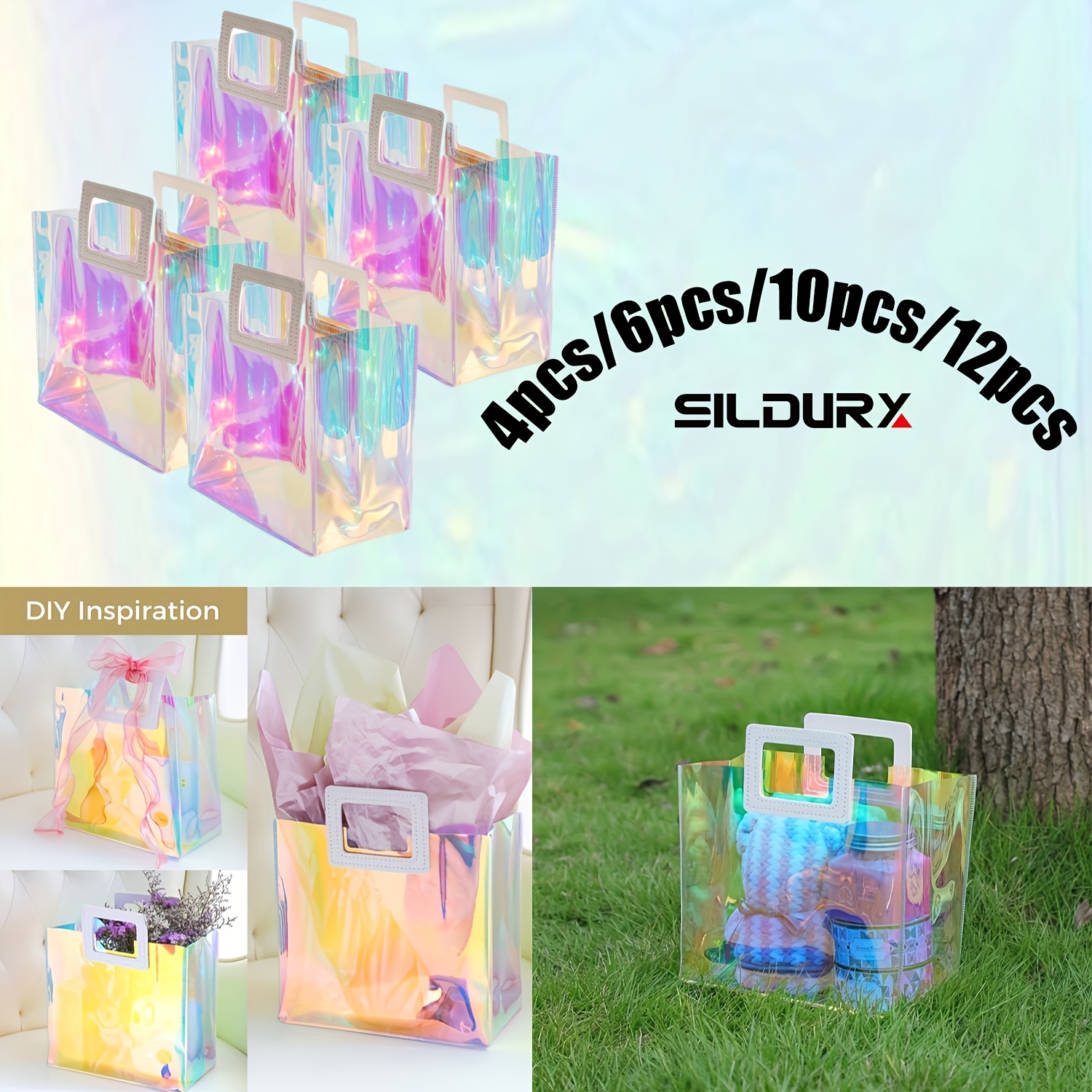 Rainbow Ombre Holographic Gift Bags