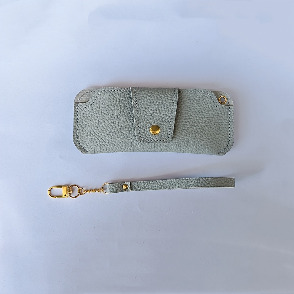 TEMU 1pc Easy Faux Leather Lychee Texture Strap Hook Portable Glasses Pouch, Suitable For Daily Commuting And Travel, Anti-loss Wristband Eyewear