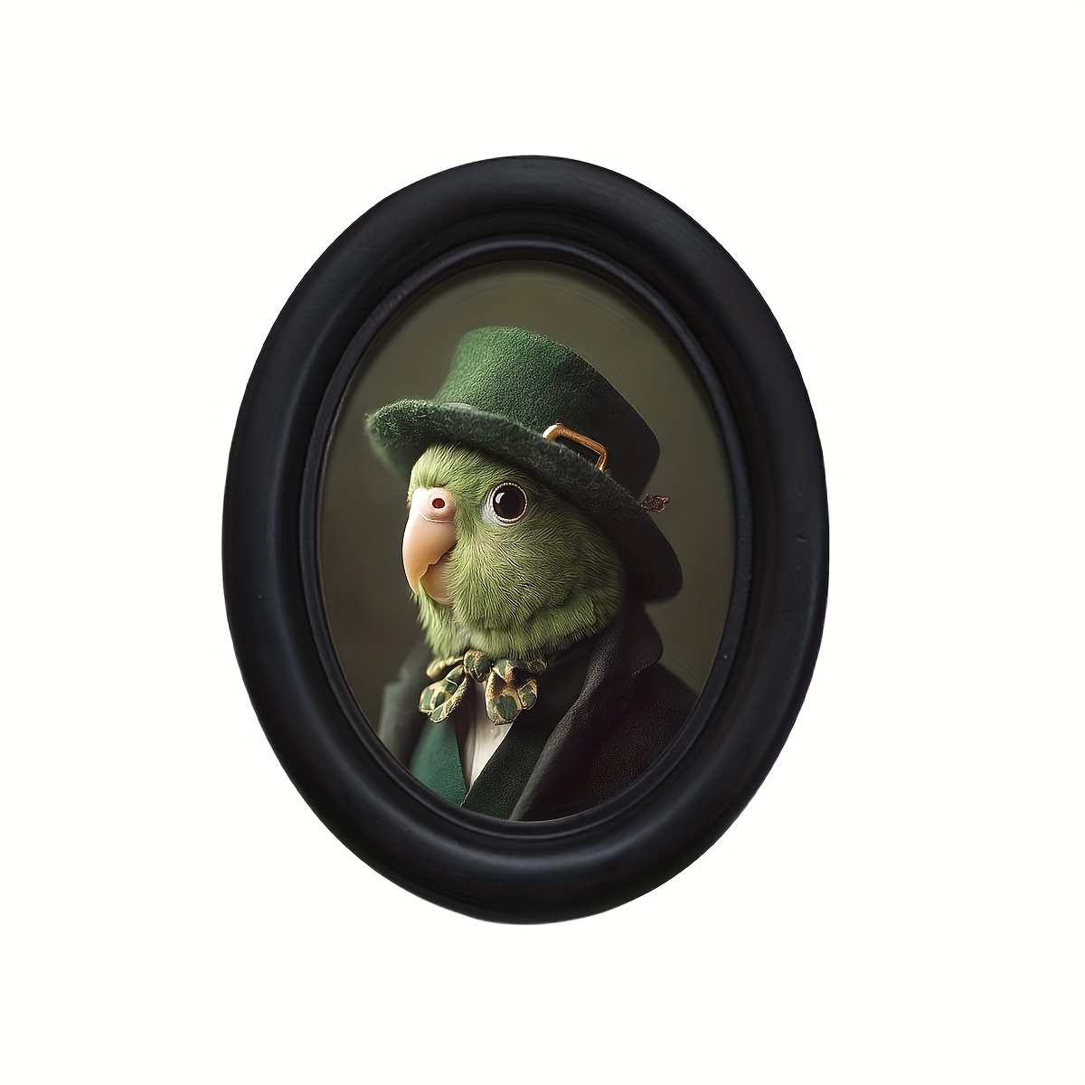 Image of 1pc 3d Parrot Vintage Oval Wooden Frame (4.16 X 5.25 Inches) – Handmade Photo Transfer Art With Victorian Style, Gothic Retro Wall Decor For Home, Office & Holiday Decoration, Bird Decor