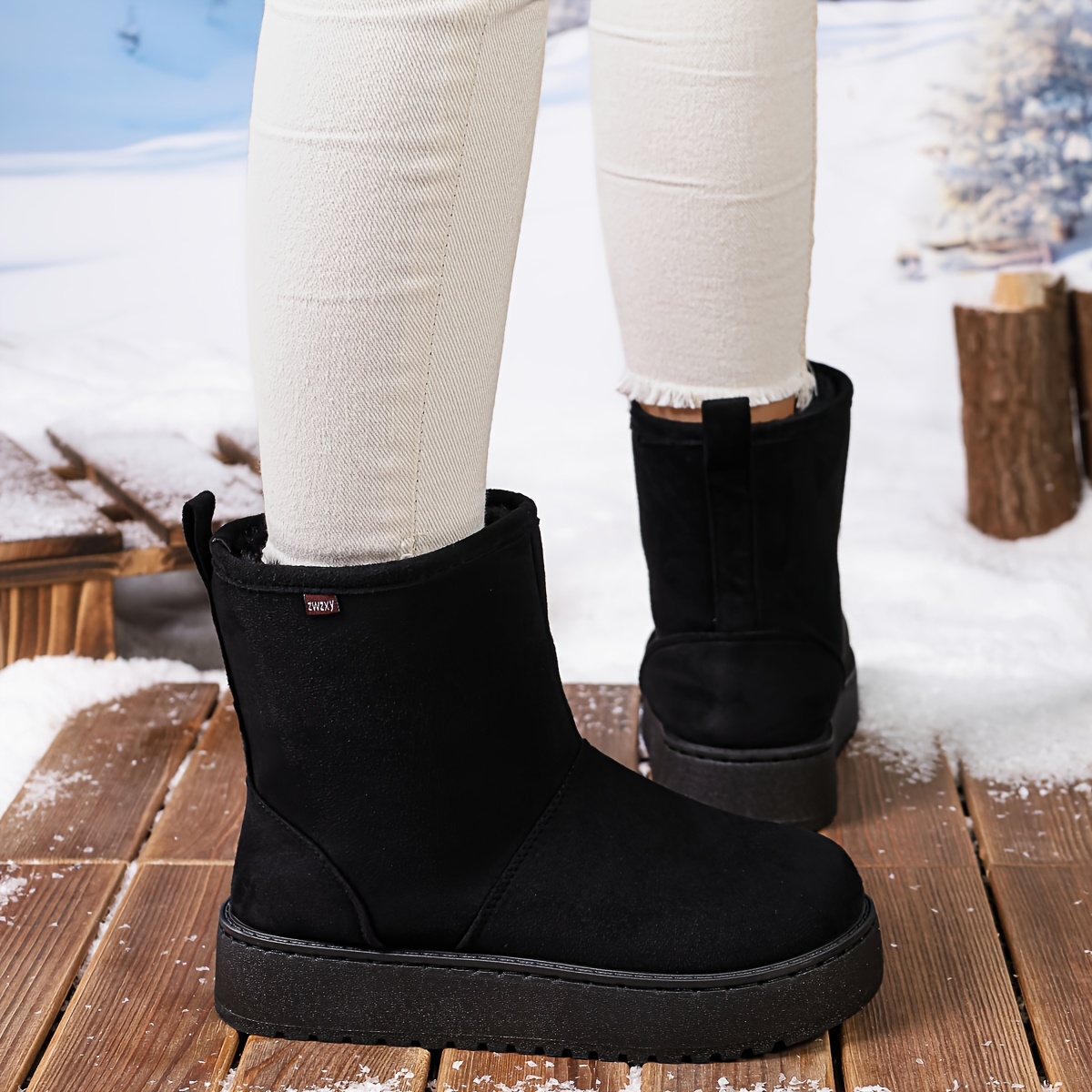 TEMU Comfortable, Versatile, And Stylish Thick-soled Snow Boots,, Fashionable, Plus Size, Indoor/outdoor Home Boots, New Winter Warm Boots, Women