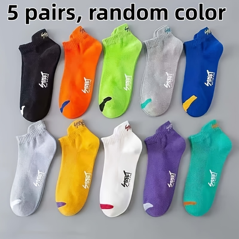 E-shop 5 Paar Zufällige Farbe Unisex Frühling Sommer Mesh Socken, Bequem Atmungsaktiv, Vielseitig für den , Mehrere Farben, Modische Lässige Essential