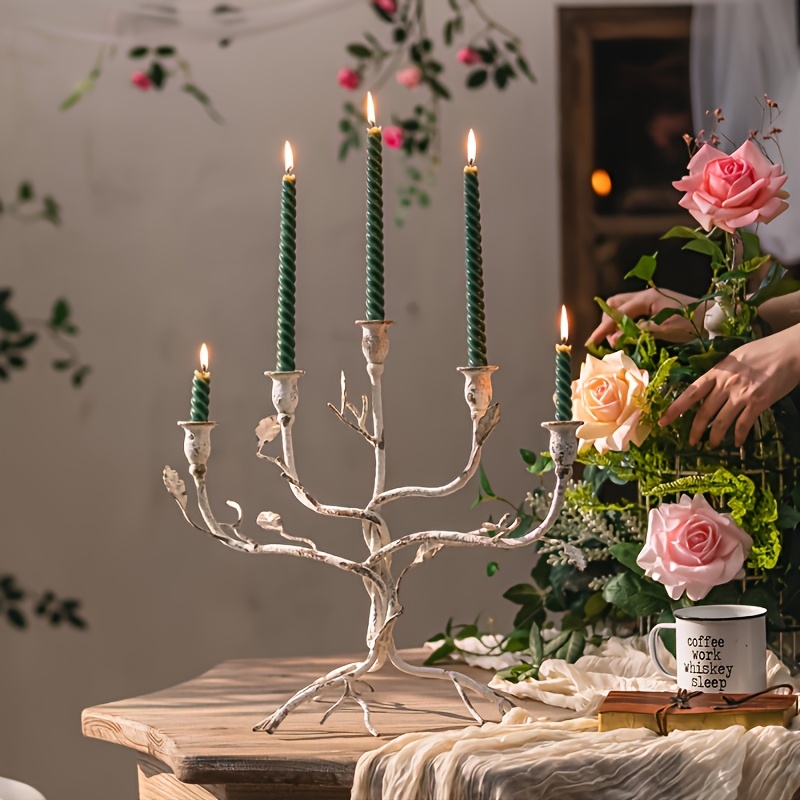 Vintage-Inspired Metal Candle Holder - Creative Tree Design for Home & Living Room Decor, Perfect for Dining Table Centerpiece