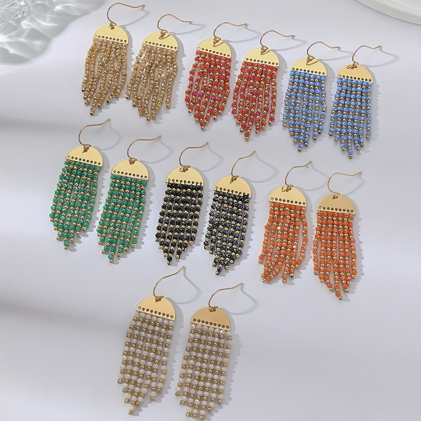 Bohemian Style Long Dangle Earrings Ethnic Beaded Drop Gift for Mom BFF