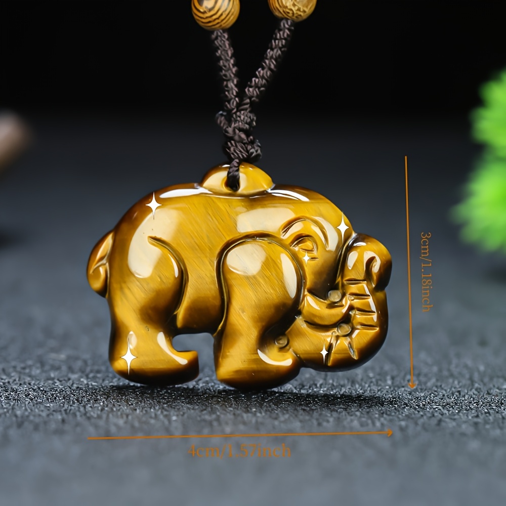 Handcrafted Tiger's Eye Elephant Pendant Necklace