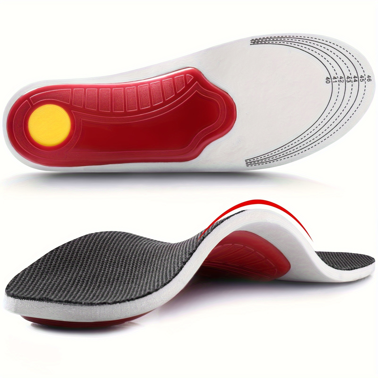 

Adult High Arch Insoles: Breathable Shock Absorption Shoe Inserts For Flat Feet, Overpronation & Supination - Pu Material