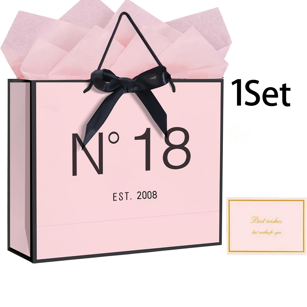 TEMU 1/2/5 Set di Eleganti Sacchetti Regalo Rosa e con Fiocchi e Biglietti d', Ideali per Matrimoni, Compleanni, Anniversari, Feste - Sacchetti di