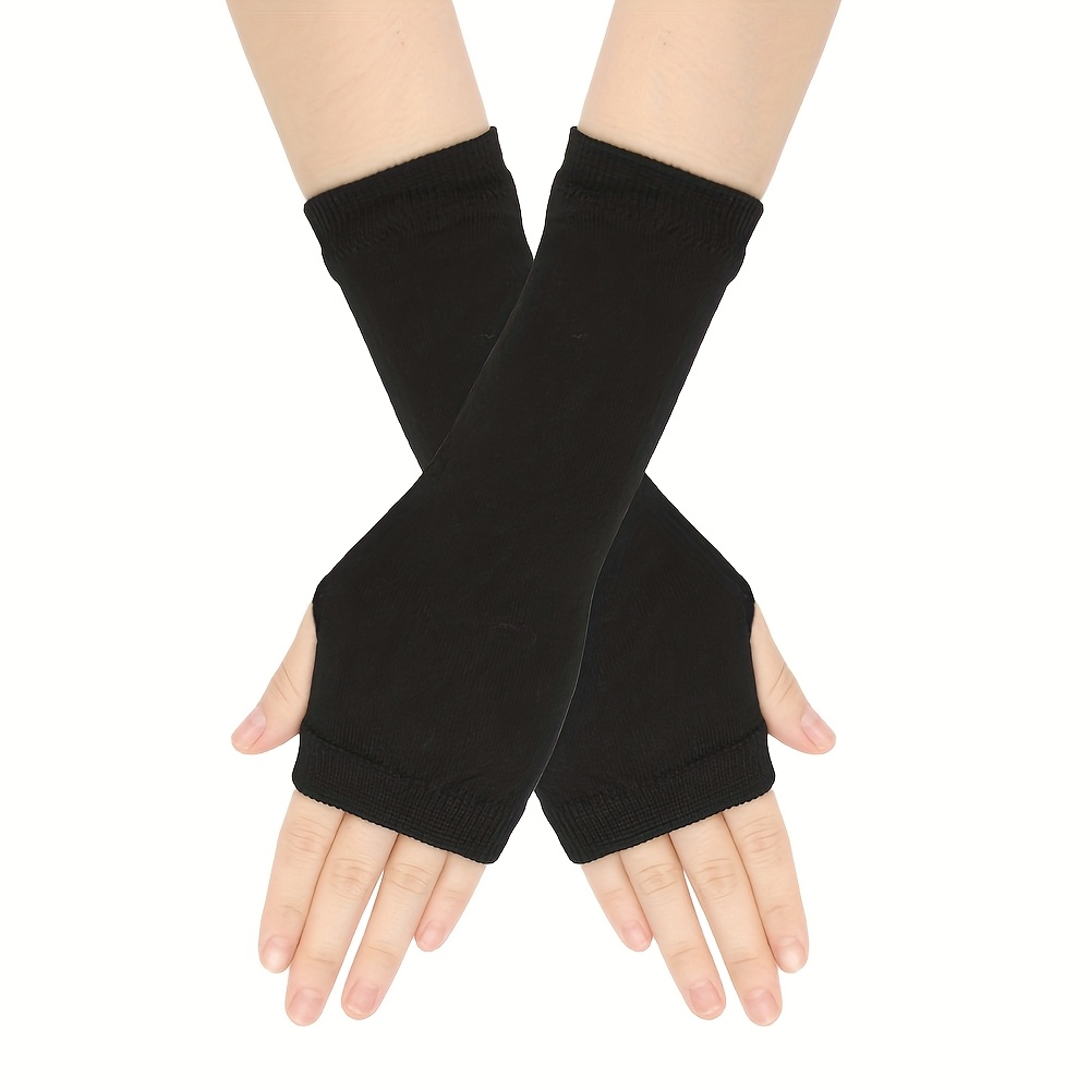 Image of 1-pair Striped Fingerless Gloves - Elastic Wrist & Arm Sleeve, Lightweight For Cosplay, Parties, Themed Events - Striped Pattern ( ) - Casual Outfits & Costume Accessories For Adults