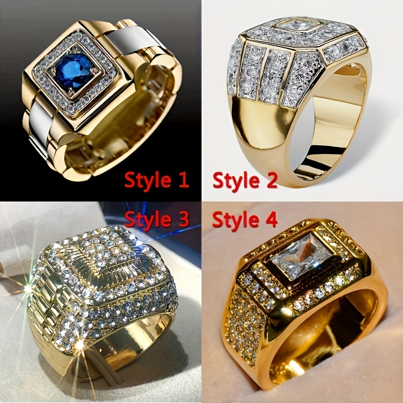 TEMU 4pcs/set Luxury Men's Fashionable And Domineering Business Rings, Jewelry Accessories, Men's Rings, Wedding Rings, Engagement Synthetic Zirconia