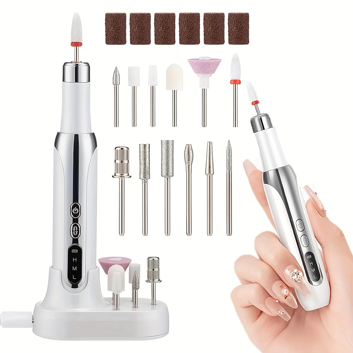 

Electric Nail Drill Set, Manicure & Pedicure Kit, Nail Polishing Machine With Low Noise Silent Motor, Adjustable Speed, Wireless Operation For Home Salon Use