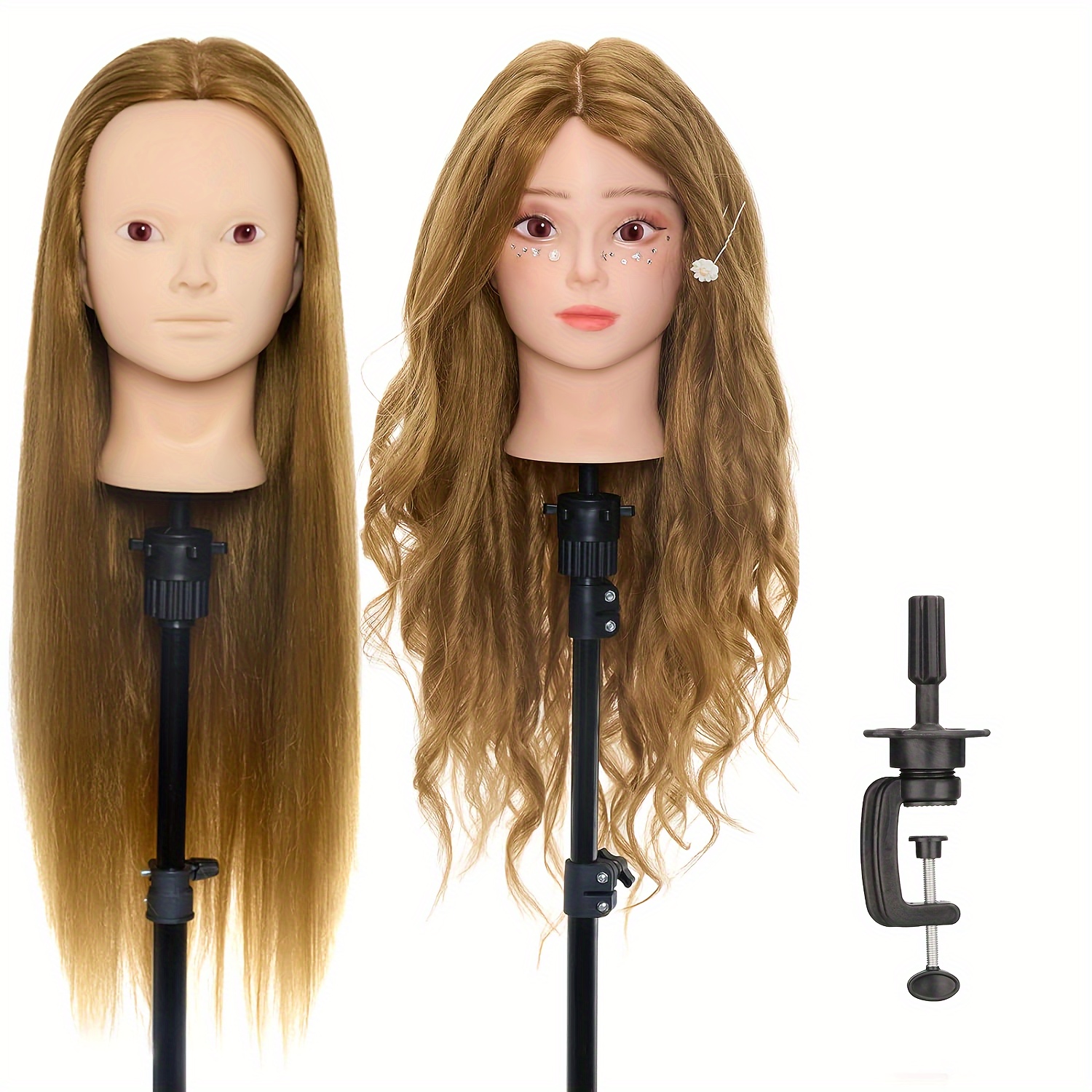 

Mannequin Head With Hair, 24-26 Inch Make Up Cosmetology Manikin Practice Head With Hair, Curling Braiding Hairdressing Doll Head For Hair Styling