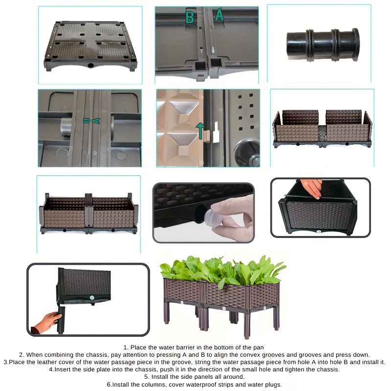 Kit de jardin surélevé à double compartiment - Plastique durable, résistant aux intempéries, boîte de plantation rectangulaire pour cour, jardin, patio - Comprend plusieurs composants pour une installation facile, lits de jardin surélevés