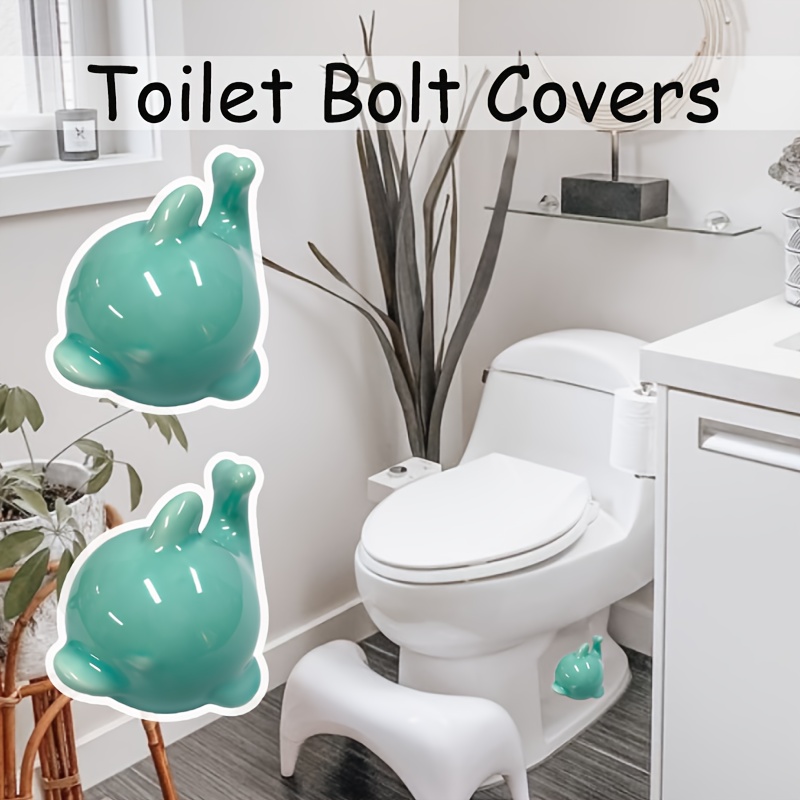 Funny Little Ghost Toilet Bolt Covers - 2 Pack Bathroom Decoration, Black & White, Universal Size For Toilet Screw Caps