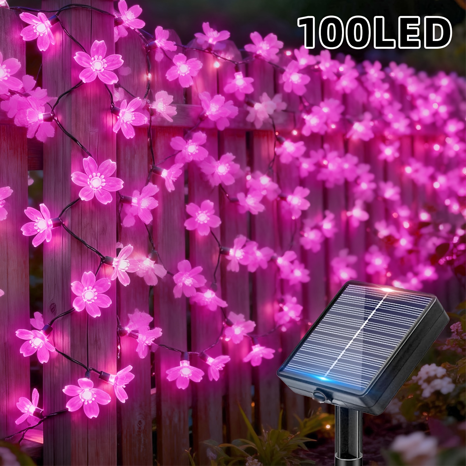 TEMU Cherry String Lights Solar Energy, Featuring 100/50/20 Led Transparent Lamp Beads, Perfect For Home Decoration, Wall Embellishments, Bedrooms,