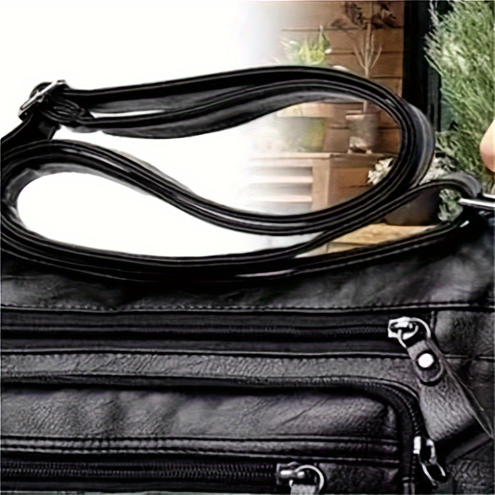 

Multi-pocket Shoulder Bag For Mature Women, Fashion Pu Leather Crossbody Bag, Casual Mom Handbag With Adjustable Strap